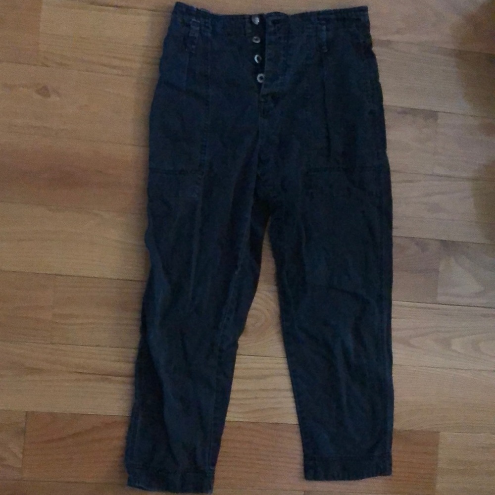 High Waisted Button Front Utility Style Pants
